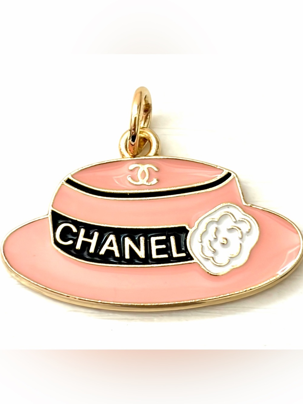 Blush Pink Chanel CC Camelia Hat Charm Pendant